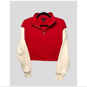 FOREVER 21 | COLORBLOCK CROPPED QUARTER ZIP PULLOVER